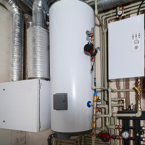 water heater in a utility room
