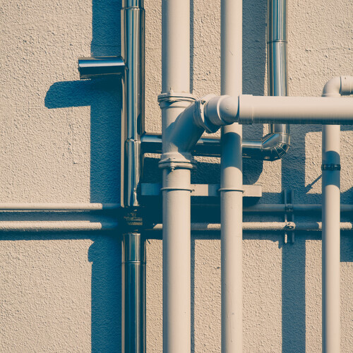 PVC pipes on a wall